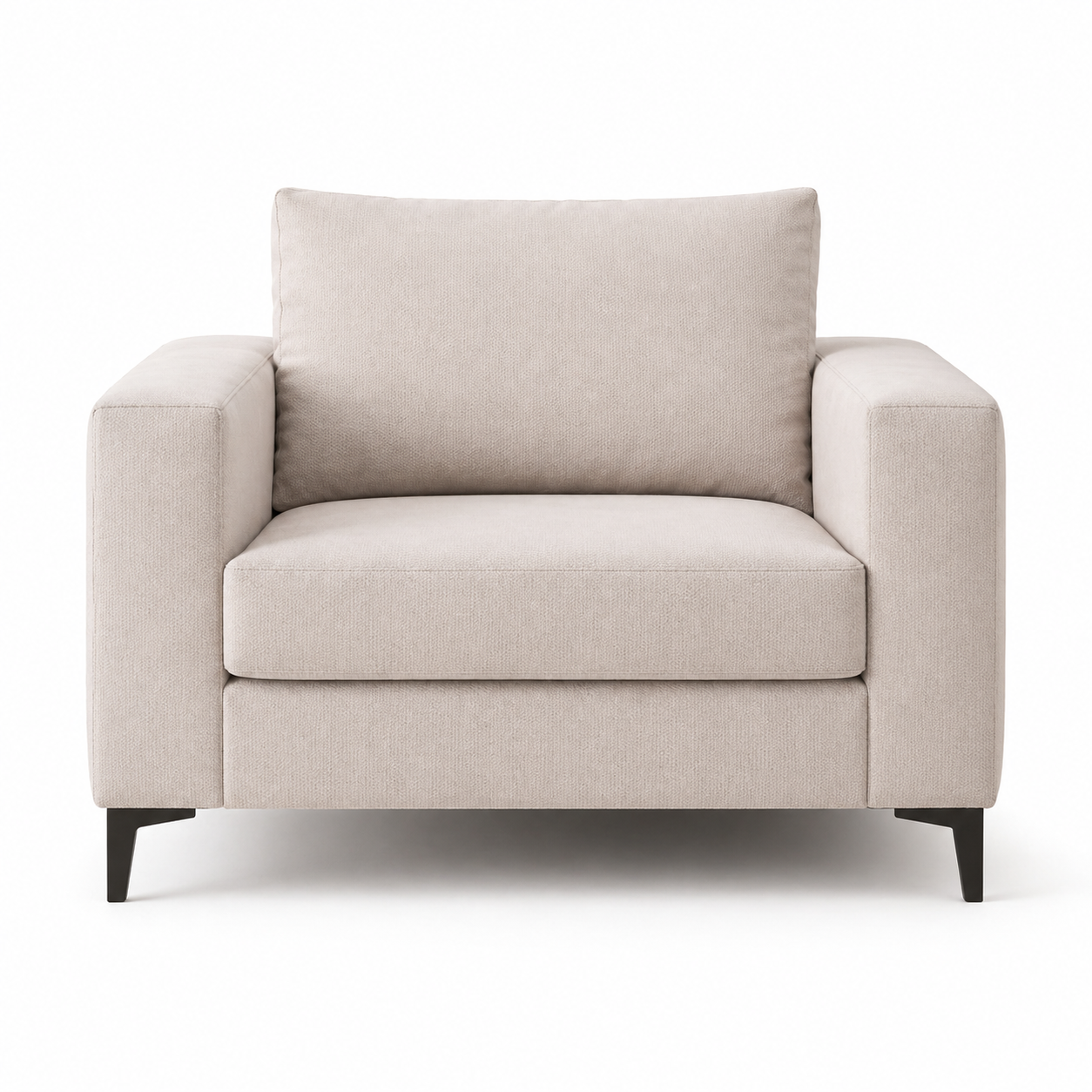 Sillón individual Rumar Casa tapizado en tela beige con patas negras